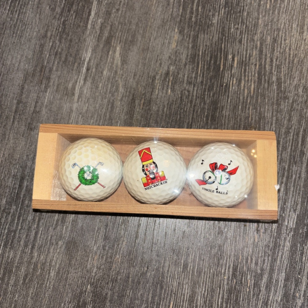 Christmas Golf Ball Set Spalding Set of 3 Wood Box Sealed Unique Impressions New